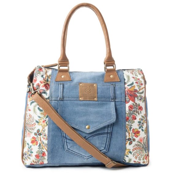 Myra Bag Handbags - Mrya Bag Crimson Glade Denim and Canvas Tote Bag New